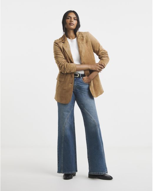 Simply Be Blue Seamed Wide Leg Jeans