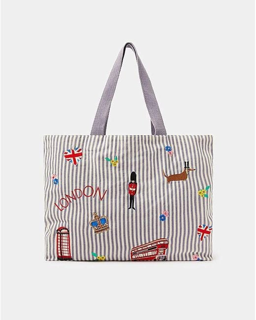 Accessorize Gray London Stripe Shopper Bag