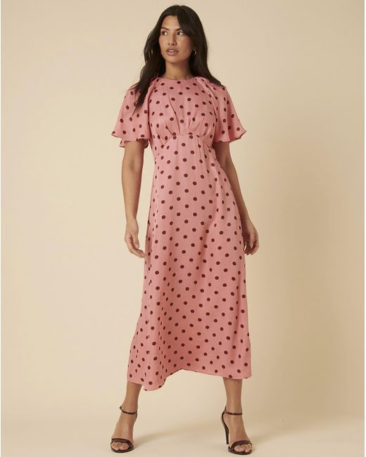 Nobody's Child Pink Maderia Spot Midi Dress