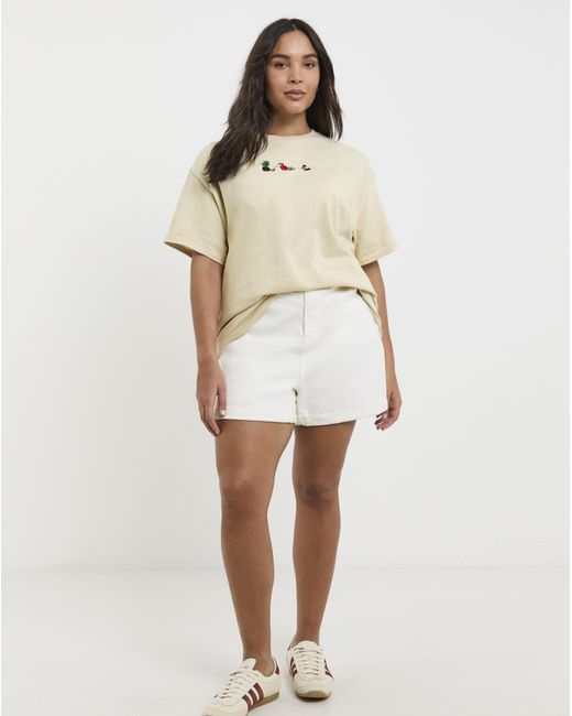 Simply Be Natural Fruit Embroidered T-Shirt