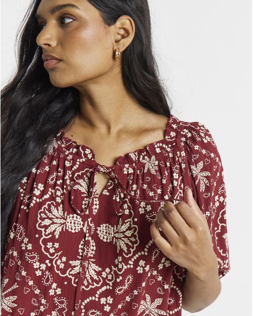 Simply Be Red Crinkle Smock Blouse
