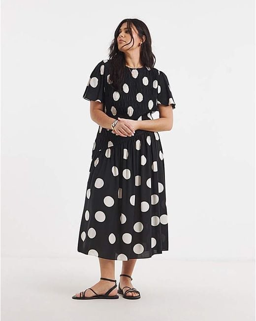 Simply Be White Viscose Shirred Midi Dress