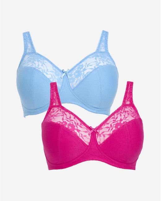 Pretty Secrets Blue 2 Pack Lace Non Wired Full Cup Bras
