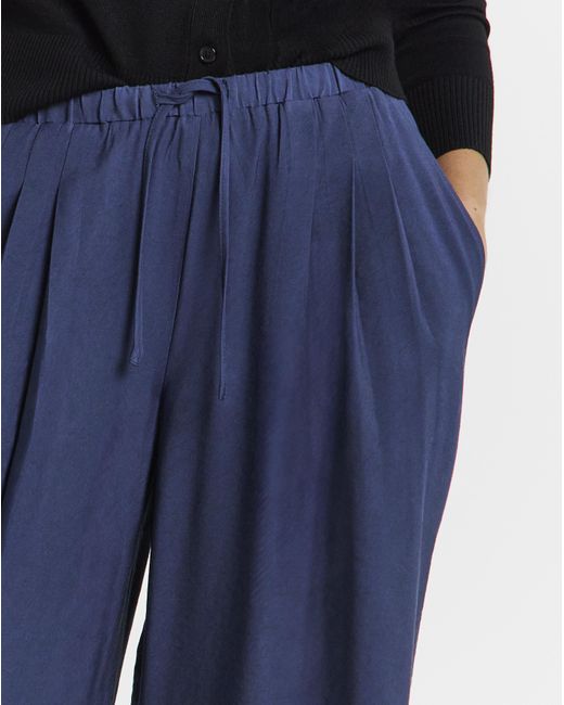 Simply Be Blue Palazzo Twill Trouser