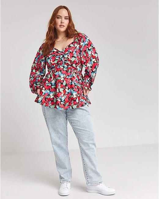 Simply Be Red Bow Front Blouse