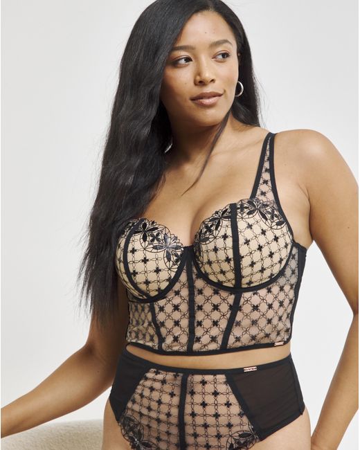 Figleaves Black Curve Power Embroidery Corset
