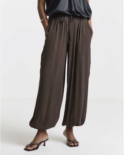 Simply Be Brown Crinkle Balloon Trouser