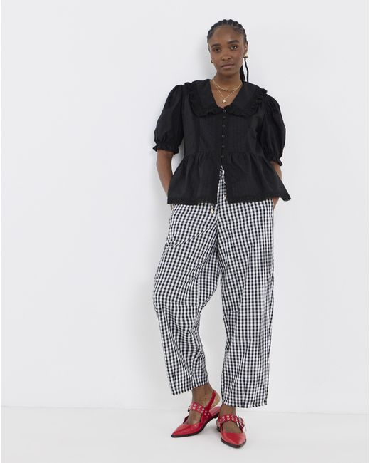 Simply Be Black V Neck Collar Blouse