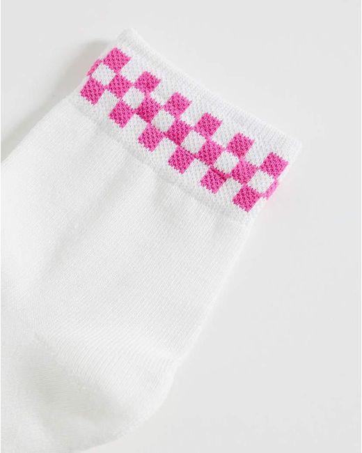 Vans Pink Check Half Crew Socks
