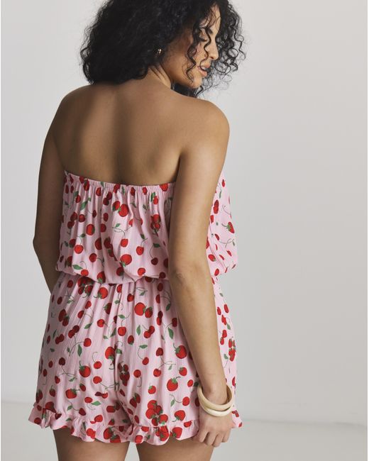 Simply Be Pink 2 Pack Cherry Print Playsuits