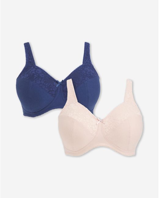 Pretty Secrets Blue 2 Pack New Sarah Full Cup Non Wired Bras