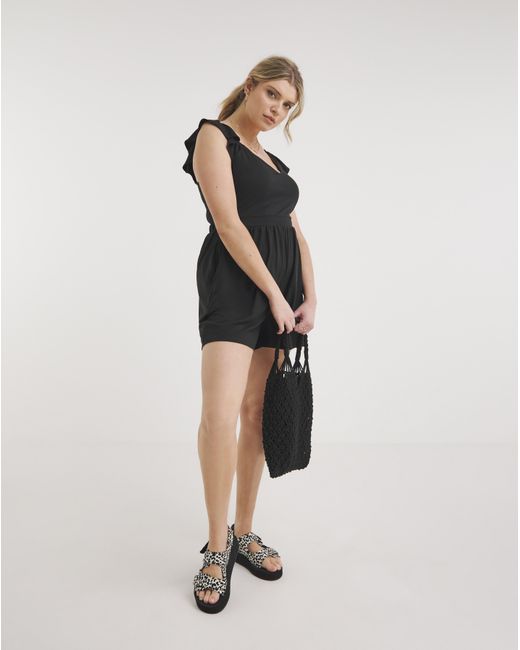 Simply Be Black Supersoft Frill Playsuit