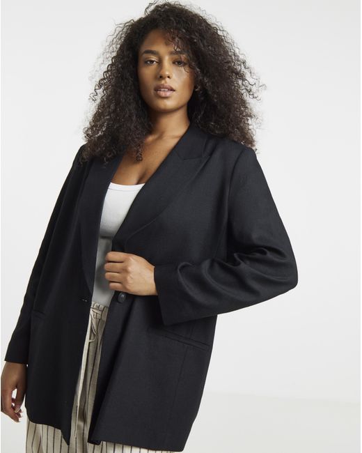 Simply Be Blue Relaxed Linen Blend Blazer