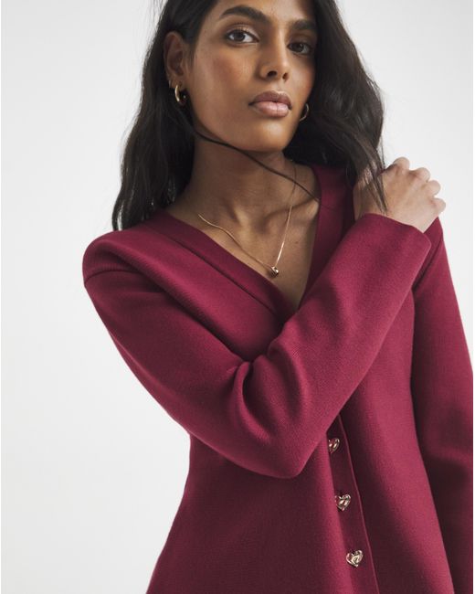 Simply Be Red Cinched Waist Compact Cardigan