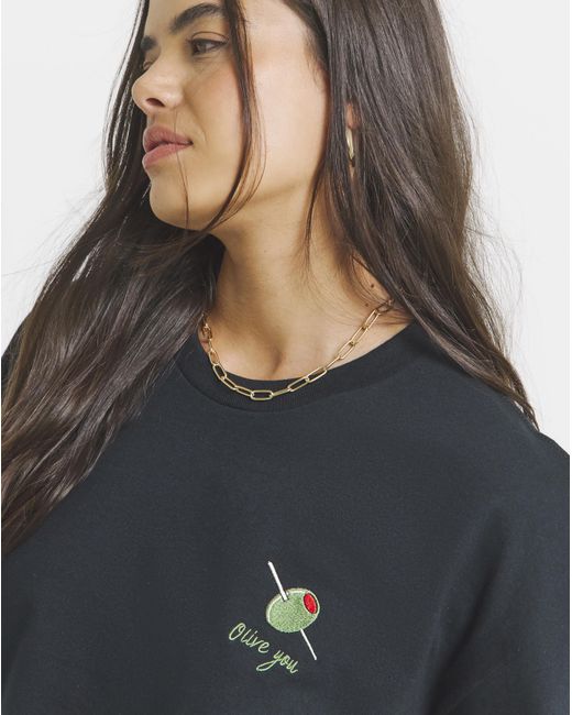 Simply Be Blue Embroidery T-Shirt