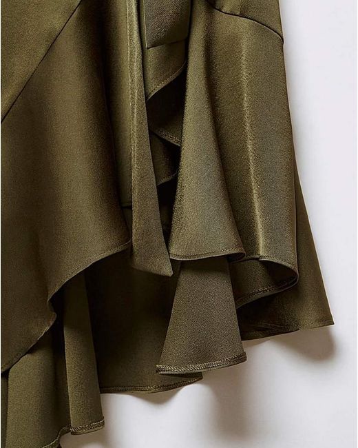 Mango Green Ruffle Wrap Dress