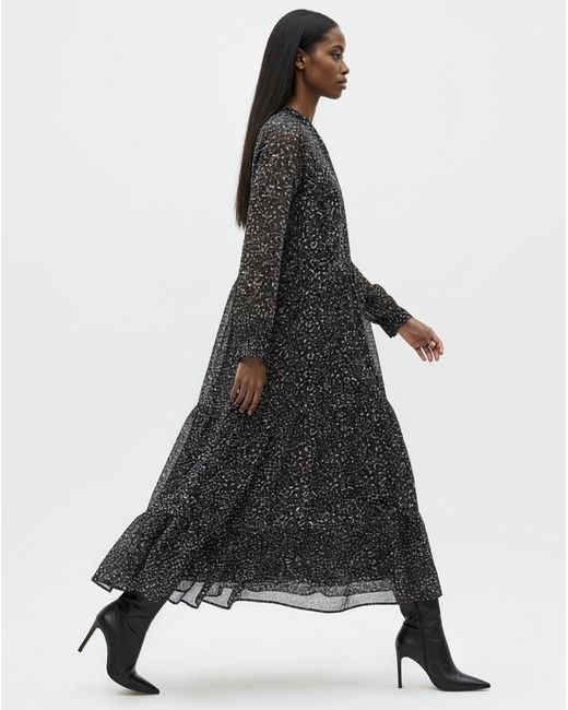 Religion Black Collarless Spot Maxi Dress