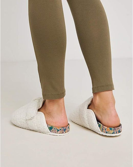 JD Williams Natural Borg Closed Toe Slipper Wide