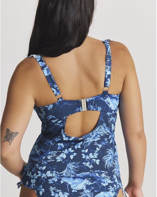 Figleaves Blue Lisbon Frill Tankini Top