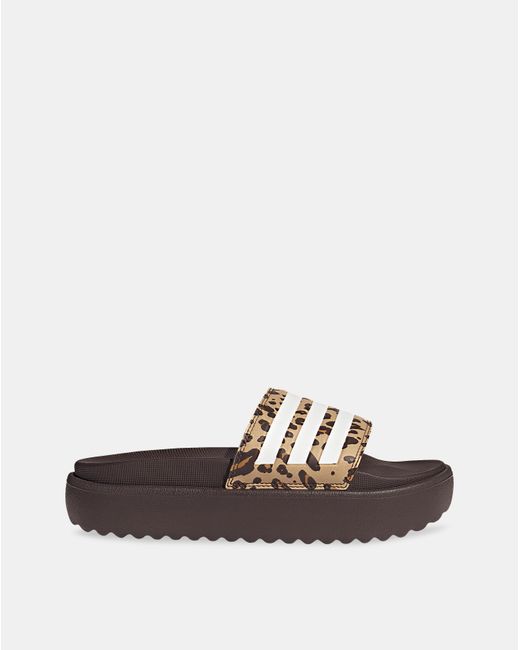 Adidas Brown Adilette Platform Slides