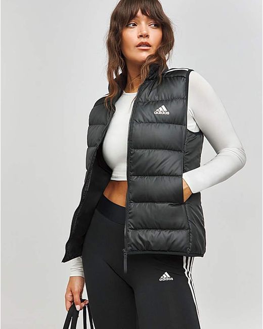 Adidas Gray 3 Stripes Down Vest