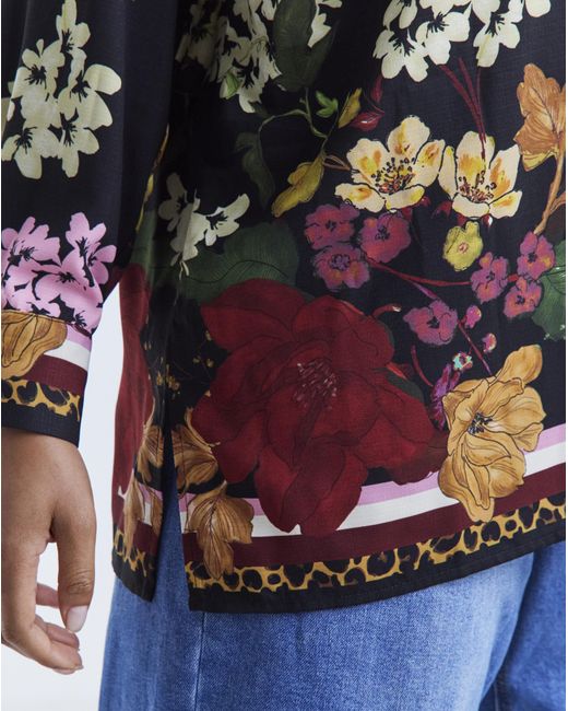 Simply Be Blue Floral Placement Print Shirt