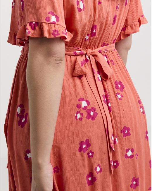 Simply Be Red Crinkle Wrap Midi Dress