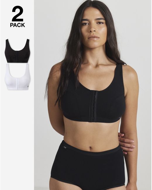 Slimma Black 2 Pack Front Fastening Bras Blk/Wht