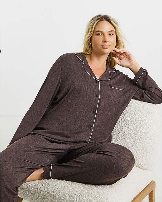 Pretty Secrets Brown Button Through Pj Set
