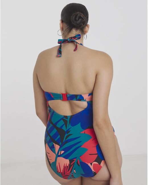 JD Williams Blue Padded Underwired Plunge Swimsuit