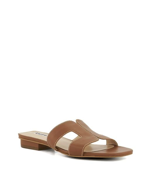 Dune Brown Loupe Slider Sandal Wide Fit