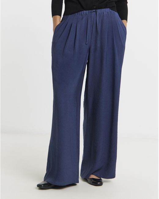Simply Be Blue Palazzo Twill Trouser