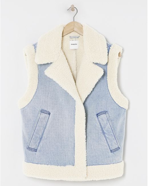 Simply Be Blue Borg Lined Denim Gilet