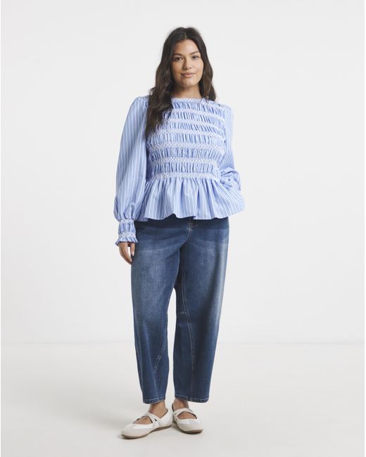 Simply Be Blue Poplin Blouse
