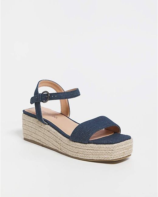 Simply Be White Square Toe Espadrille Flatform Sandals