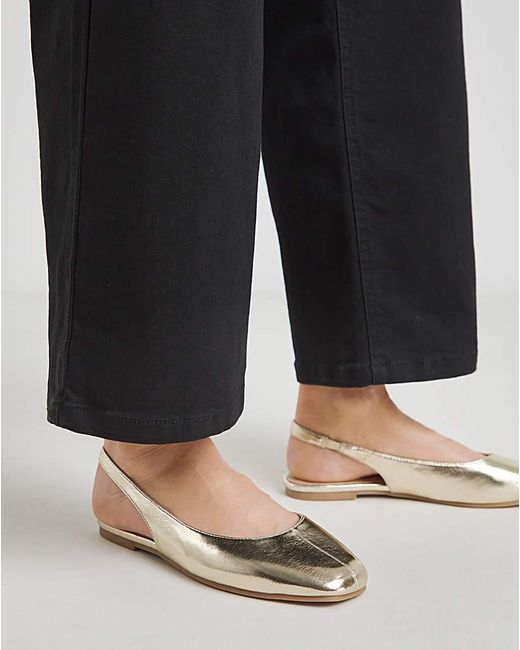 Simply Be Black Square Toe Flat Slingback Ex Wide