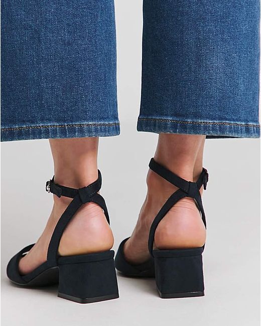 Simply Be Blue Barely There Low Block Heel Ex Wide