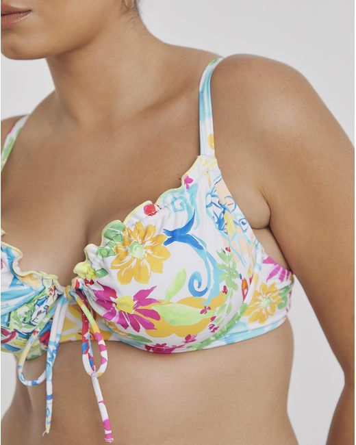 Simply Be Blue Positano Print Underwired Bikini Top