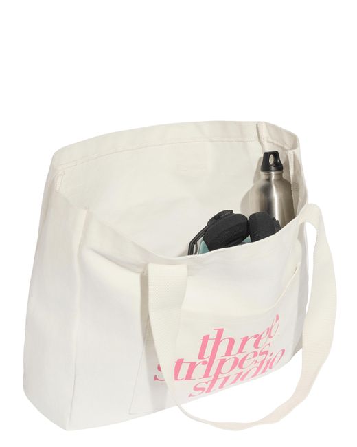 Adidas White 3 Stripe Studio Tote Bag