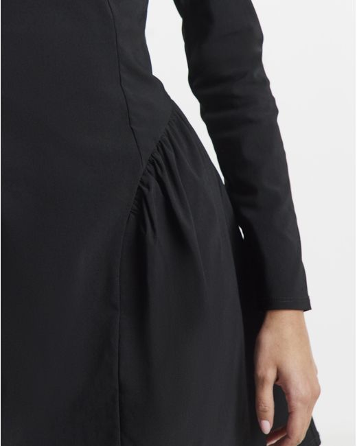 Simply Be Black Bengaline Waist Detail Skater Dress