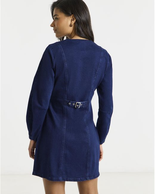 Simply Be Blue V Neck Mini Denim Dress