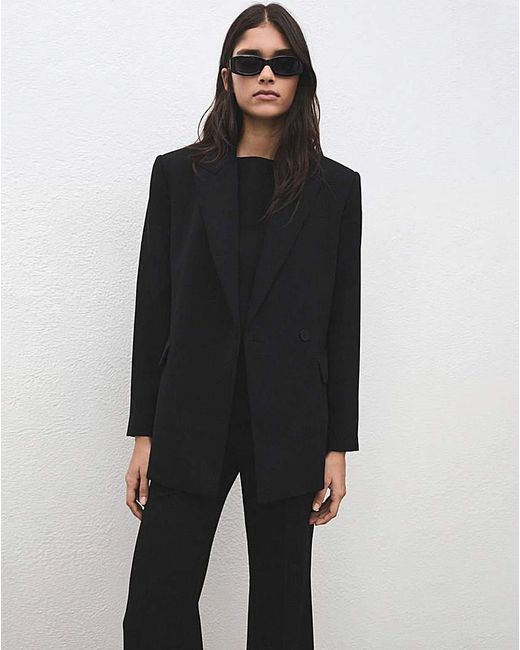 Mango Black Fitted Blazer With Belt