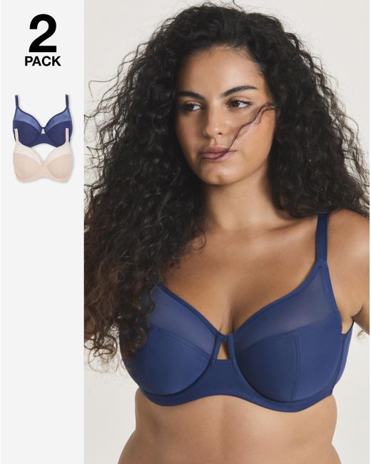 Pretty Secrets Blue 2 Pack Mesh Minimiser Bras