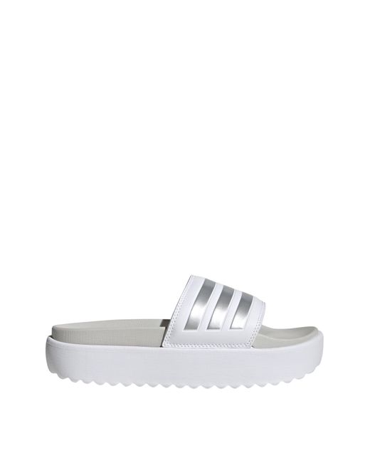 Adidas White Adilette Platform Slides