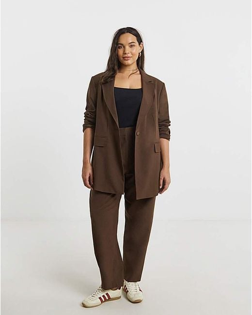 Simply Be Brown Oversized Single Breasted Blazer
