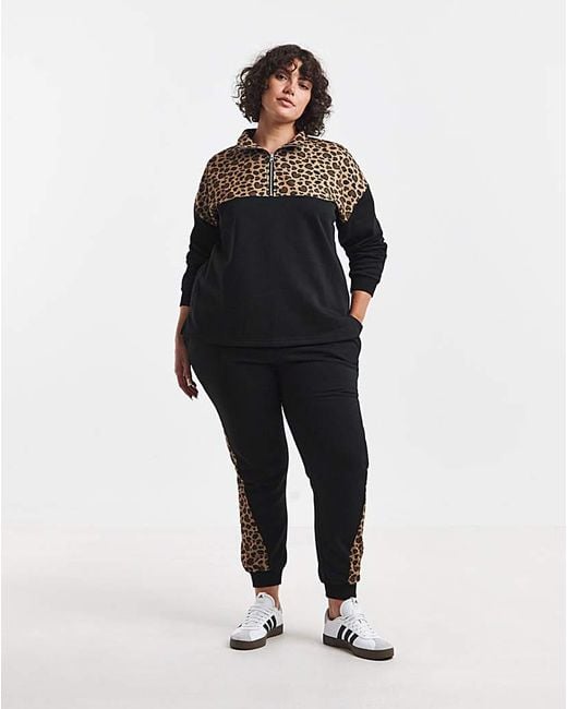 Simply Be Blue Leopard Side Stripe Jogger