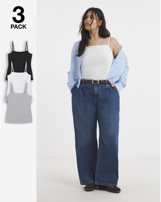 Simply Be Blue 3 Pack Square Neck Camis