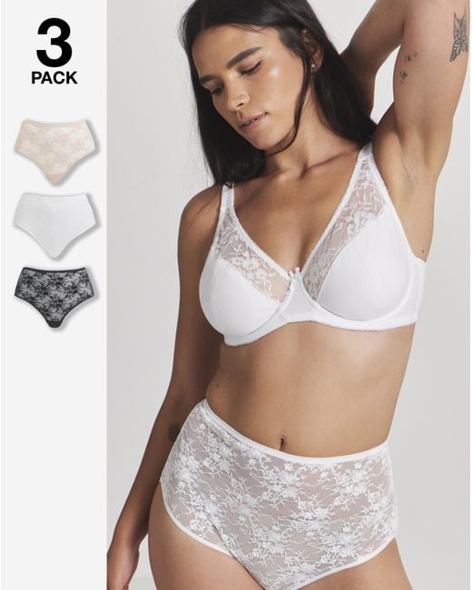 Pretty Secrets Black 3 Pack Full Fit Lace Knickers