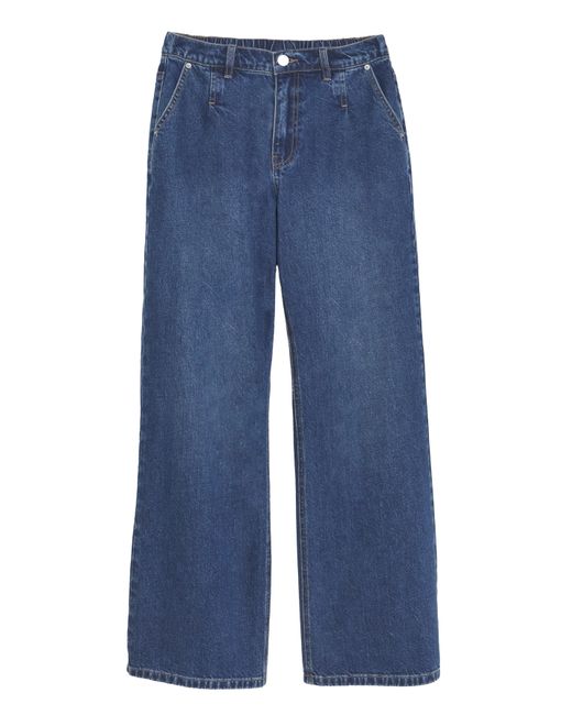 Simply Be Blue Sbe Pleat Detail Wide Leg Jeans