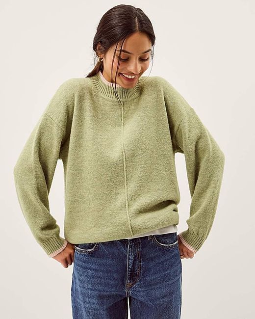Monsoon Green Tori Oversized Tipped Jumper